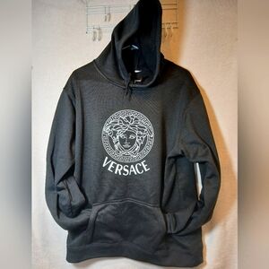 UNBRANDED VERSACE MEN'S LONG SLEEVE PULLOVER HOODIE SWEATSHIRT BLACK SIZE XL